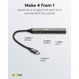 goobay Slim 4-Port USB-Hub, USB-C auf USB-C™/USB-A USB 3.2 Gen1 grau