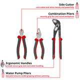EINHELL Zangen-Set, 3-teilig  schwarz/rot, 180 / 250 mm