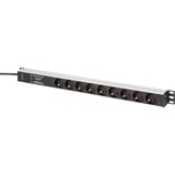 Digitus Steckdosenleiste PDU mit Aluminiumprofil, 9-fach schwarz/aluminium, 2 Meter Kabel, 1 HE, mit Netzfilter und Überspannungsschutz