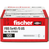 fischer Betonschraube FBS 5x40 /5 Sechskant mit U-Scheibe 100 Stück, verzinkt