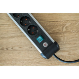 Brennenstuhl Premium-Alu-Line Steckdosenleiste 10-fach schwarz/aluminium, 3 Meter Kabel, mit Sicherheitsschalter