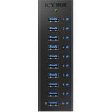 ICY BOX IB-AC6110, USB-Hub schwarz, 10x USB 3.0, inkl. Ladeanschluss