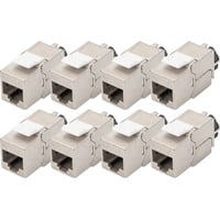 Digitus Cat.6a Keystone-Modul, geschirmt silber, 8 Stück, mit intelligentem Kabelmanager