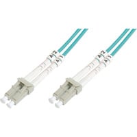 Digitus LWL Patchkabel, Duplex, LC > LC Stecker, Multimode OM3 türkis, 15 Meter