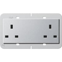 Gira Doppelsteckdose British Standard 13 Ampere mit Schraubklemmen aluminium, Retail