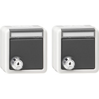 Gira Set 2 Schutzkontakt Steckdosen mit Klappdeckel und Schloss grau, Retail