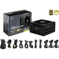 MSI MAG A1000GLS PCIE5, PC-Netzteil schwarz, 1x 12VHPWR, 4x PCIe, Kabelmanagement, 1000 Watt