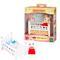EPOCH Sylvanian Families - Schokoladenhasen Baby mit Babybett, Konstruktionsspielzeug 