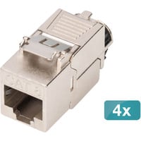 Digitus Keystone-Modul Cat. 8.1, geschirmt, 4 Stück silber, werkzeugfreier Montageanschluss